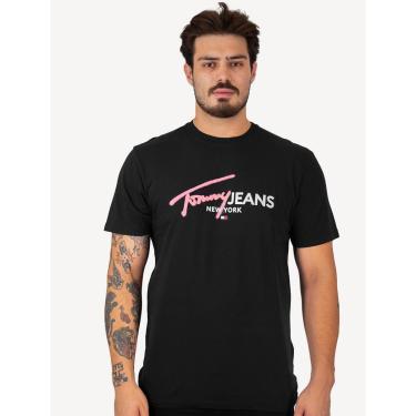 Imagem de Camiseta Tommy Jeans Masculina Regular Spray Pop Logo Preta-Masculino