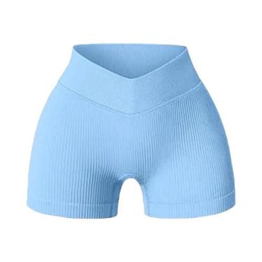 Imagem de Shorts De Yoga Sem Costura Para Mulheres Com Cintura Alta E Efeito Scr