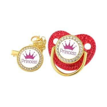 Imagem de Corrente De Chupeta Com Coroa De Strass Princesa Príncipe, Chupetas De