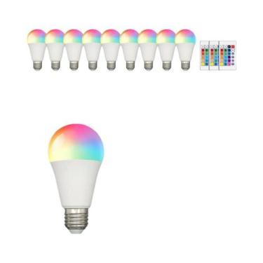 Imagem de Lâmpada LED RGBW Spotlight 10W A60 220V E27 Com Controle Remoto Infrav
