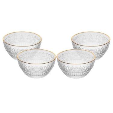 Imagem de 4 Bowls Wolff Mauve com Fio de Ouro 12,5cm x 6,5cm Cristal