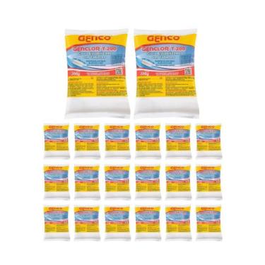 Imagem de Kit 20 Pastilha Tablete Estabilizado Genclor T-200 Genco  200g