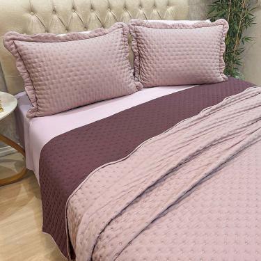 Imagem de Kit Cobre Leito Colcha Colour King 3 Peças Percal 300 Fios Dupla Face - Malva - 100% Po...