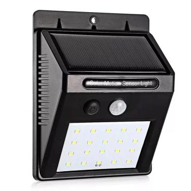 Imagem de Luminaria Parede Solar 30 Leds Sensor Movimento Luz - Cor Preto