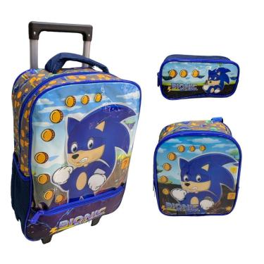 Imagem de Kit Mochila de Rodinha Sonic Estojo e Lanch 6336 - Masculino-Masculino