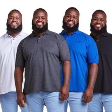 Imagem de Kit 4 Camisa Polo Plus Size Masculina Piquet-Masculino