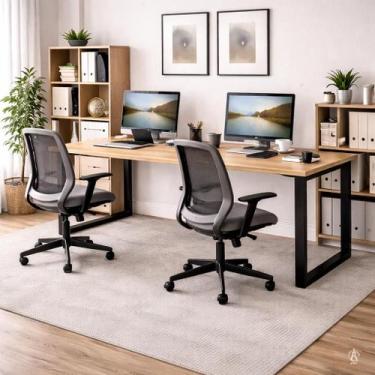 Imagem de Pé para Mesa Industrial Metalon Preto Kit com 2 Estruturas 50x30 Supor
