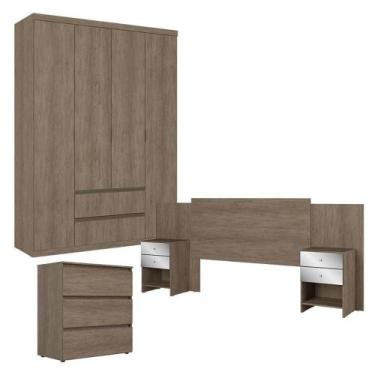 Imagem de Guarda Roupa Solteiro Nobre 4 Portas Com Cômoda Gaveteiro Condessa E C