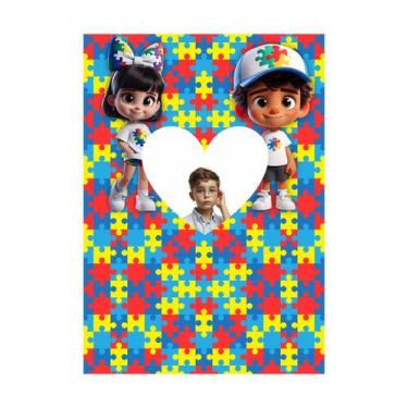 Imagem de Painel Iterativo Casadinho Conscientização do Autismo Retangular Tecid