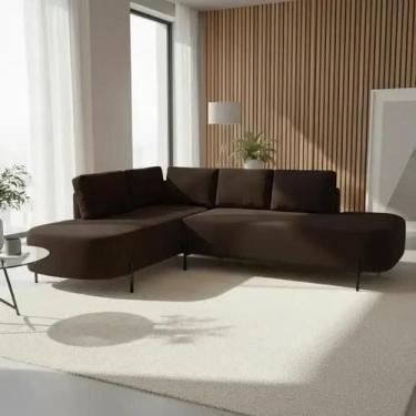 Imagem de Sofá de Canto Orgânico 4 Lugares 265cm Base de Ferro Chaise Esquerda L