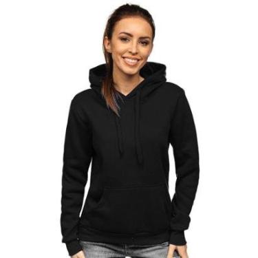 Imagem de Moletom Feminino Liso Abrigo Blusa Moleton Casaco com Capuz-Feminino