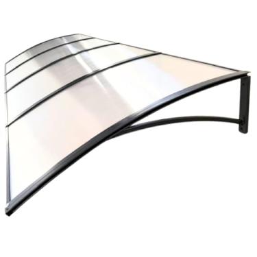 Imagem de Toldo Área Externa Policarbonato Modular 2.90x70cm Cobertura Portas e Janelas (Preto c/Translucido)