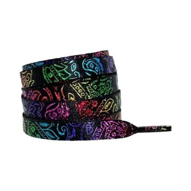 Imagem de Cadarços Planos Pintados À Mão Com Estampa De Flor De Caju Para Tênis 