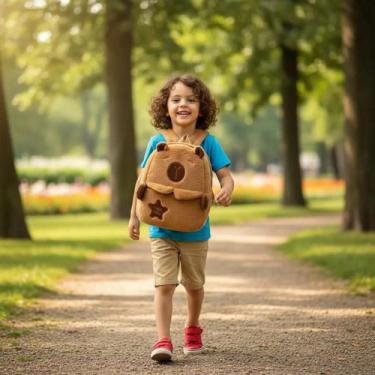 Imagem de Mini Mochila Feminina Pequena Menina Infantil Capivara Fofa Passeio Bo
