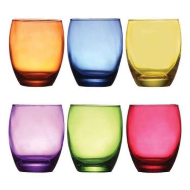 Imagem de Jogo 6 Copos Tarca Coloridos Em Vidro 370mL Original, Tuut, Kit Conjun