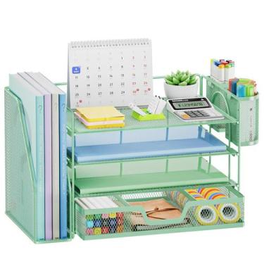 Imagem de Organizador de mesa Marbrasse de 4 camadas com suporte para arquivos e