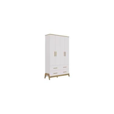 Imagem de Guarda-Roupa Infantil Peroba Retrô Guti 4 Portas 4 Gavetas, Branco | A