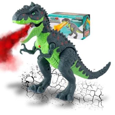 Imagem de Dinossauro Rex Anda Solta Fumaça Luz E Som Brinquedo Realista Interati