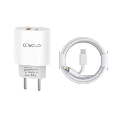 Imagem de Carregador Turbo Fonte 40w Duplo Usbc Cabo Compatível iphone 11 12 13 