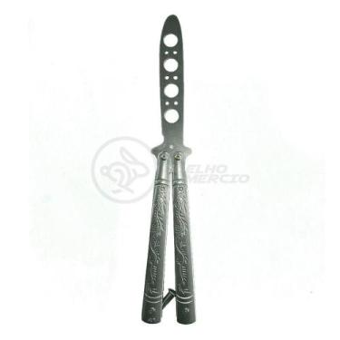 Imagem de Knife Silver Butterfly Treinamento Manobras Prata Borboleta Dobrável D
