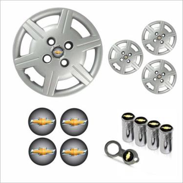 Imagem de Jogo Calota Aro 13 Corsa Classic 2012 à 2015 Chevrolet + Emblema Resin