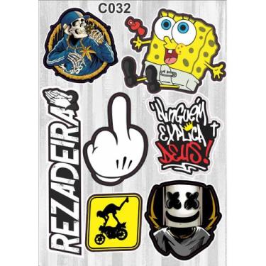 Imagem de Cartela De Adesivos - C032 - Carro - Moto - Caminhão - Bike - Stickers