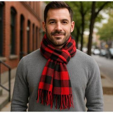 Imagem de Cachecol Unissex Inverno Lenço Tecido Quente Aconchegante Pescoço Adul