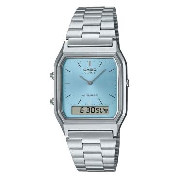 Imagem de Relógio Casio Vintage AQ-230A-2A1MQYDF Prata e Azul-Unissex