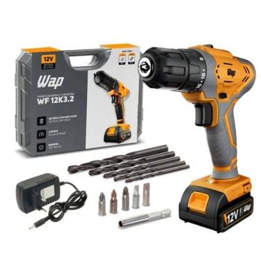 Imagem de Parafusadeira e Furadeira Uso Doméstico e Profissional WF 12K3.2 com Maleta e Kit de Acessórios Bateria 12V Amarelo