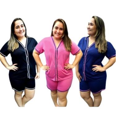 Imagem de Kit 2 Pijamas Feminino Plus Size Abero com botões baby doll - PIJAMAS 