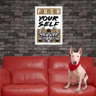 Imagem de Quadro Decorativo Para Academia - Push Yourself 45x34cm - com vidro