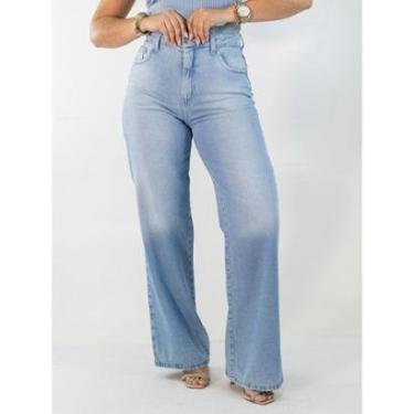 Imagem de Calça Feminina Wide Leg Jeans Delavê Cintura Alta Anticorpus-Feminino