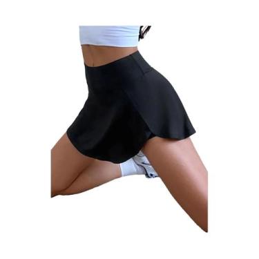 Imagem de Saia De Corrida Feminina De Cintura Alta Com Forro Anti-Transparência,