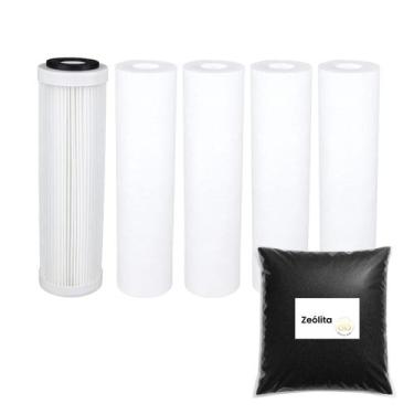 Imagem de Kit Refil Filtro Água Plissado Lavável Polipropileno Zeolita Branco - 