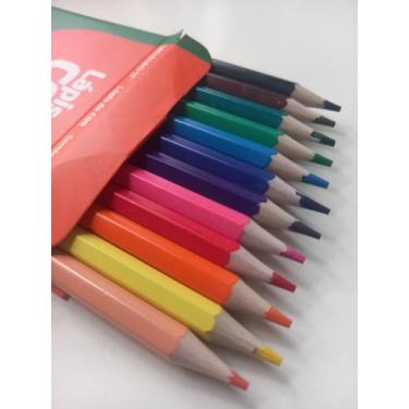 Imagem de Lápis de Cor sextavado Eco 12 Cores Escolar Escritório Desenho Leo&Leo