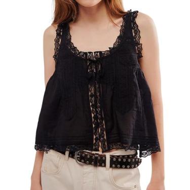 Imagem de Camiseta regata OOYDNZQL Fairy Sheer sem mangas com babados, peplum, p