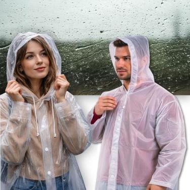 Imagem de Capa De Chuva Transparente Impermeável PVC Com Touca Tamanho Grande To