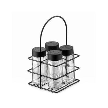 Imagem de Porta Tempero Pati 4 Potes Preto Fosco – Schmitt