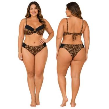 Imagem de Biquíni Feminino Onça Plus Size Aro Sem Bojo Calcinha Bombom e Fio Dup