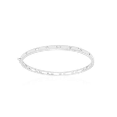 Imagem de Bracelete Geométrico Banhado a Ródio Branco com Cravação Frontal - VID
