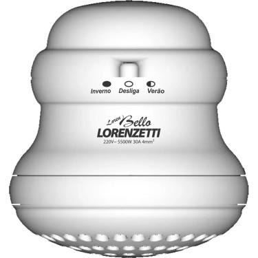 Imagem de Chuveiro Elétrico Loren Bello Eletrônico 5500W Instalação de Parede com Espalhador Grande Branco Lorenzetti 110V