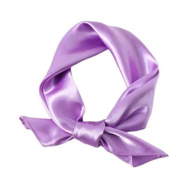 Imagem de Lenço Quadrado De Cetim Feminino 60cm, Faixa De Cabelo Macia, Lenço Pa