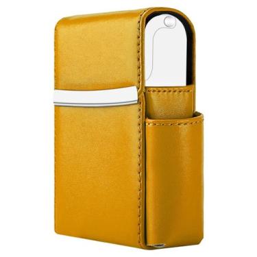 Imagem de Estojo Deslizante de Couro PU para Cigarros com Porta-Isqueiro e Passa