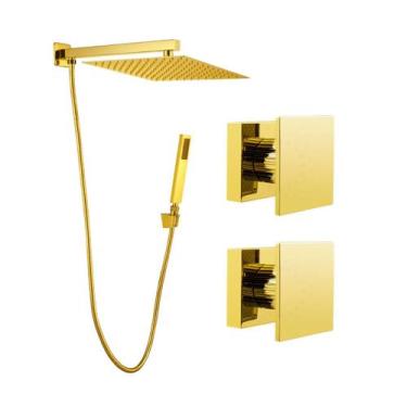 Imagem de Kit Ducha Quadrada 20x20 Slim com desviador + Acabamento para Registro