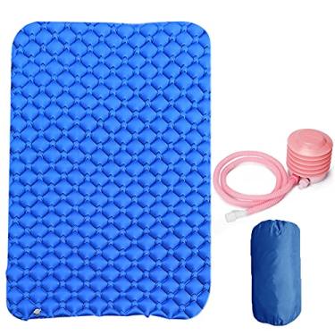 Imagem de GQYYS Tapete de acampamento duplo, colchão inflável para dormir para 2 pessoas, compacto e leve – para caminhadas, mochilão, barraca com bomba de pé