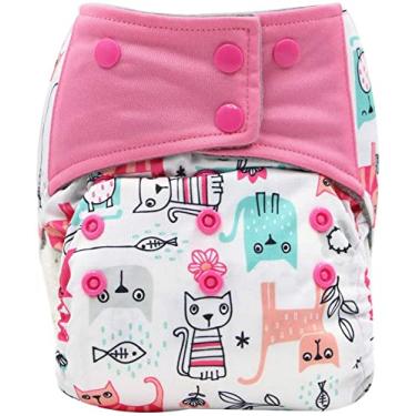 Imagem de AIO — Fralda de pano lavável reutilizável lavável com inserção de carvão de bambu durante a noite (A27)