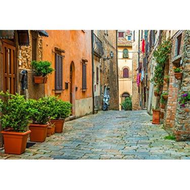 Imagem de Yeele Pano de fundo de beco italiano 3 x 2,4 m para fotografia Tuscany Old Town estreito fundo urbano europeu edifício cena férias viagem infantil adulto foto cabine atirar vinil estúdio adereços