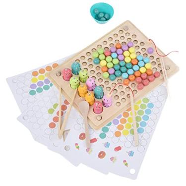 Imagem de Jogo de miçangas de clipe, jogo de miçangas de pesca exercício de habilidades motoras finas jogo de miçangas de madeira para iluminação cognitiva para treinamento de raciocínio lógico