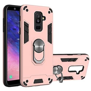 Imagem de Capa de celular Para Samsung Galaxy A6 Plus 2018 / A9 Star Lite Case, capa à prova de choque de grau militar com suporte de montagem de carro magnético caço protetor (Color : Rose gold)