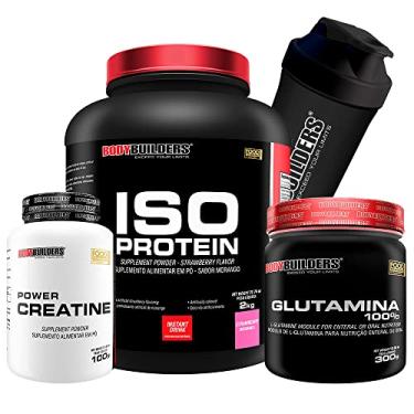Imagem de Kit Iso Protein 2kg + Power Creatina 100g + Glutamina 100% 300g + Coqueteleira - Bodybuilders